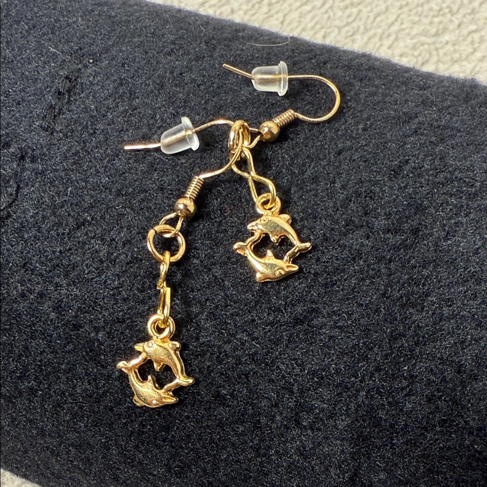 Costa Gold Dolphin Charm Earrings